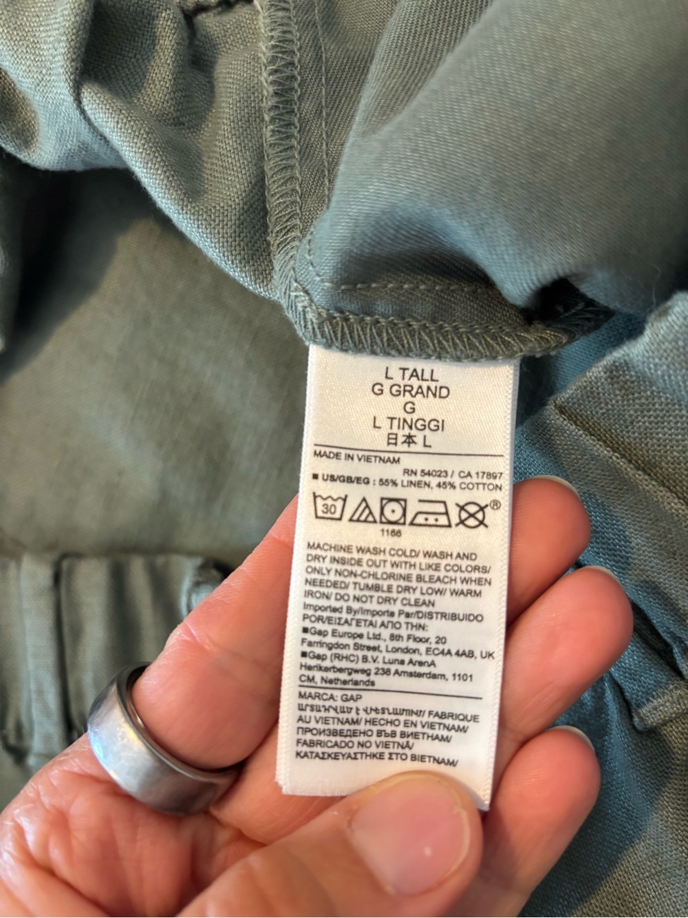 GAP Olive Green Linen Blend Straight-Leg Elastic-Waist Zip Fly Pants Comfort LT - Picture 9 of 12